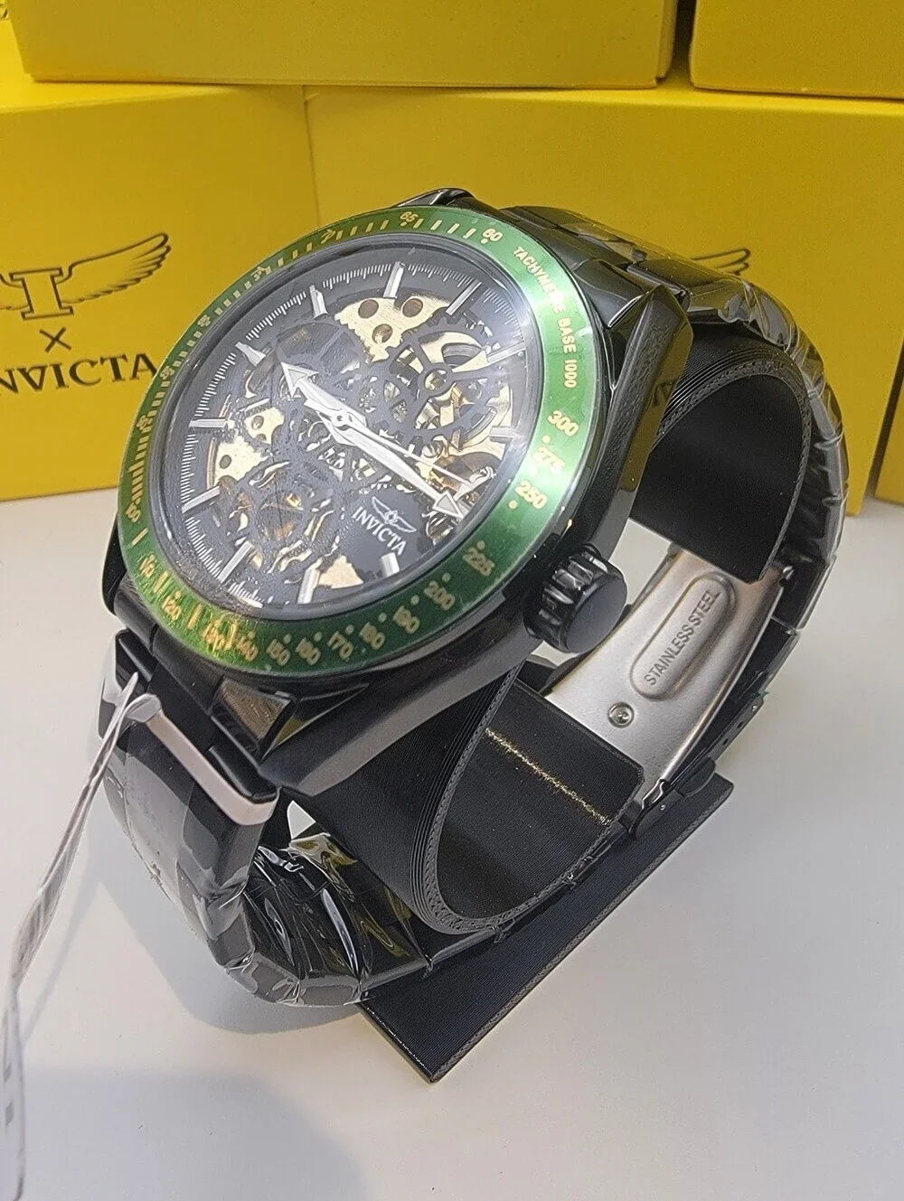 Invicta Objet D Art Excelsior Automatic Mens Watch Skeleton Dial 43mm Black